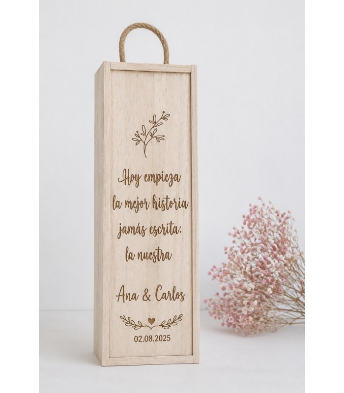 Caja para botella de vino regalo boda