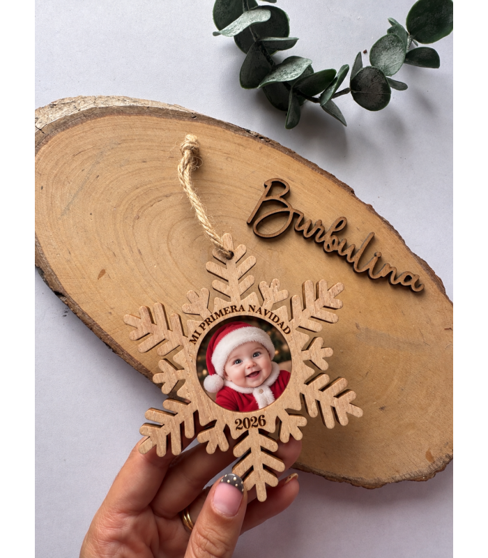 Copo de nieve personalizado con foto