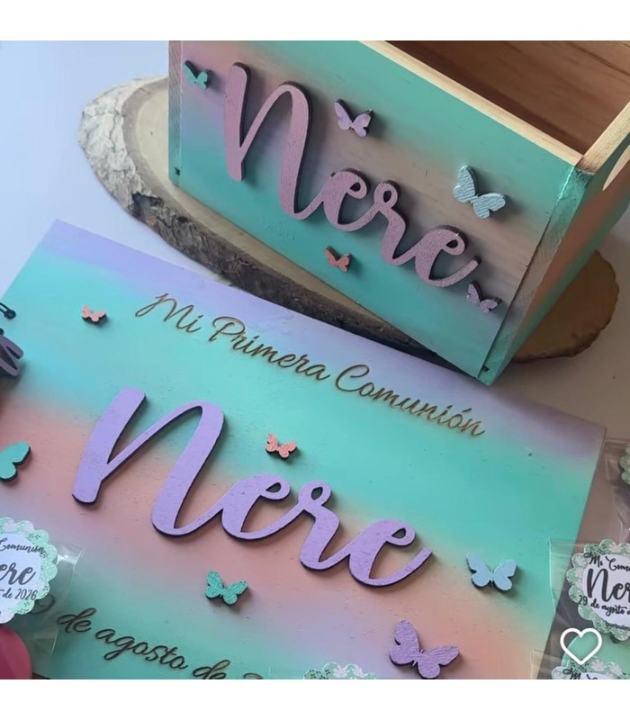 Caja de Madera Personalizada con Nombre Pintada a Mano en degradado