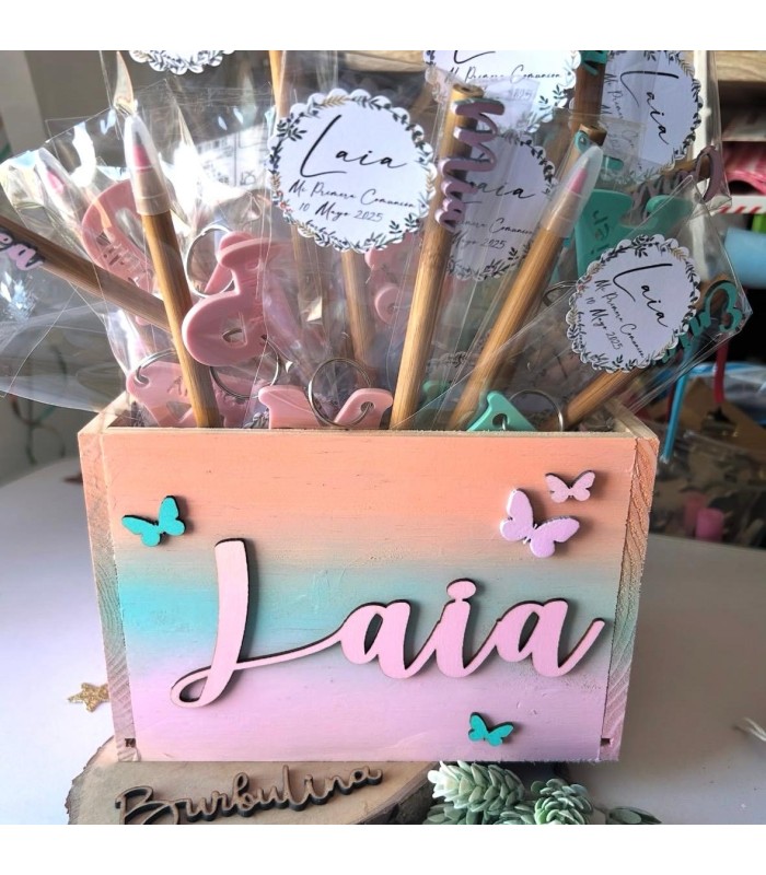 Caja de Madera Personalizada con Nombre Pintada a Mano en degradado