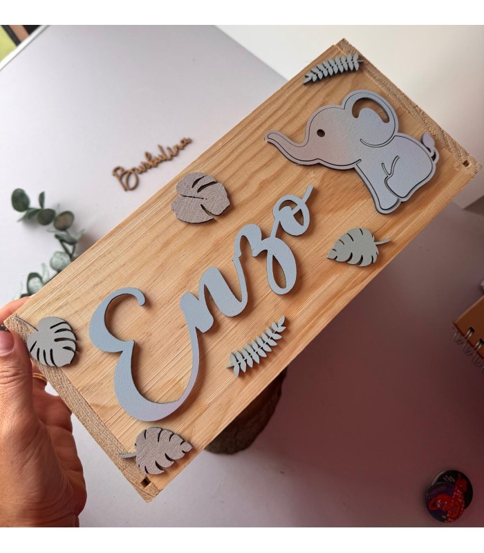 Caja Regalo Bebé Safari Personalizada de Madera