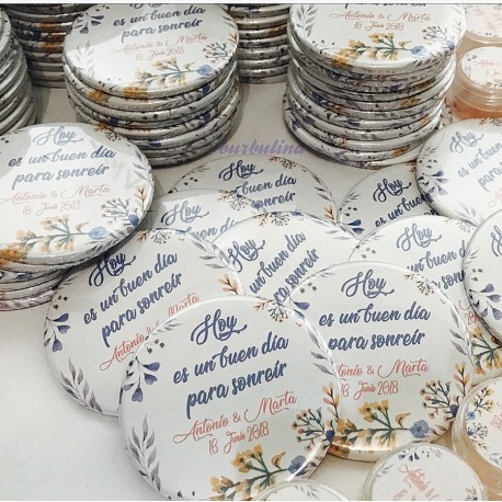 Espejos para detalle de boda "hoy es un buen día para sonreir"