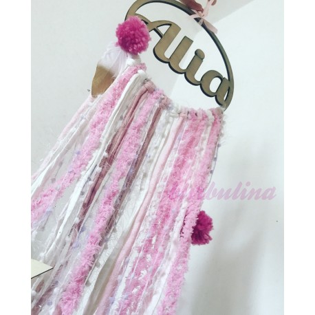 Atrapasueños con nombre 80 cm modelo "Pompones"