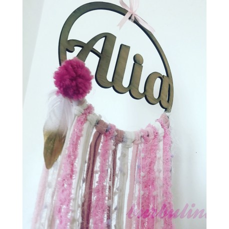 Atrapasueños con nombre 80 cm modelo "Pompones"